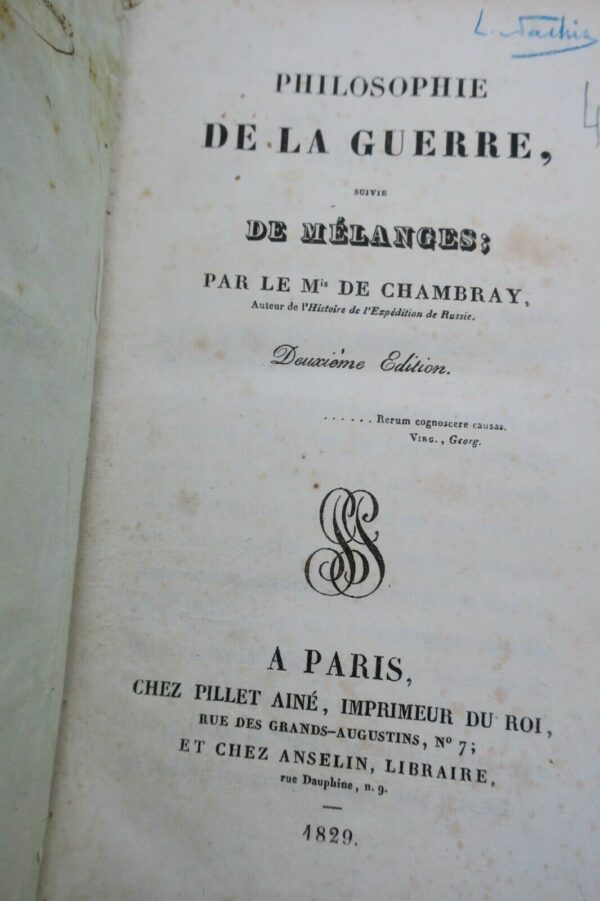 CHAMBRAY Philosophie de la Guerre. Suivie de Mélanges 1829 – Image 7