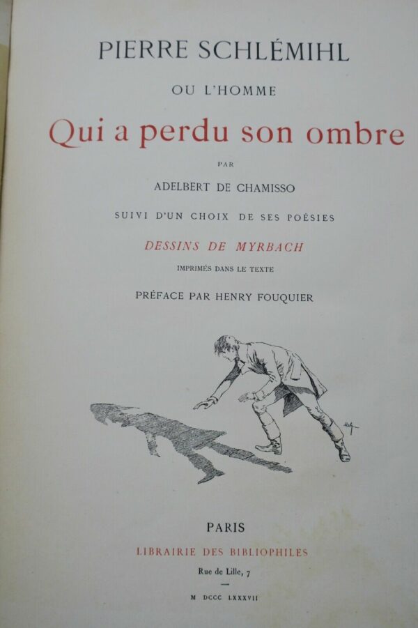 CHAMISSO  Schlémihl ou l'homme qui a perdu son ombre 1887