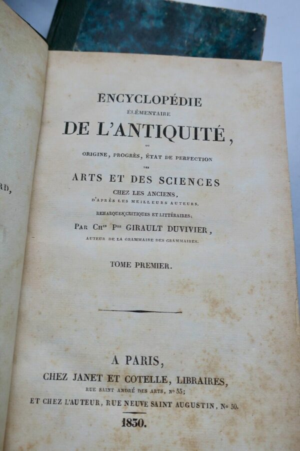 ENCYCLOPÉDIE ELEMENTAIRE DE L'ANTIQUITÉ 1830 – Image 3