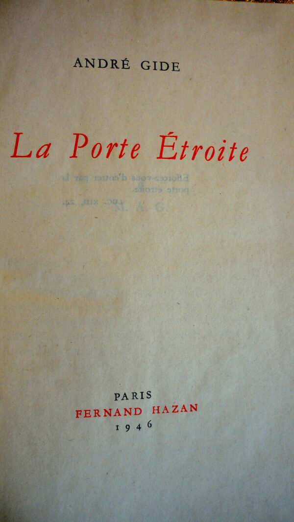 GIDE (André). La porte étroite (cartonnage) – Image 3