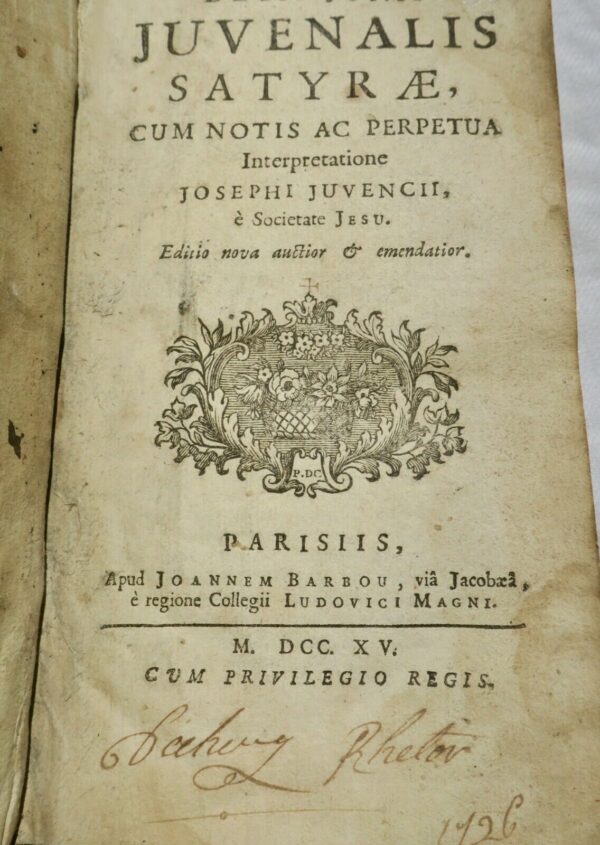 JUVENAL Decii Junii Juvenalis Satyrae 1715