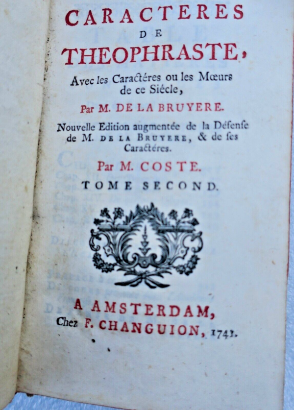 LA BRUYERE Jean de LES CARACTÈRES DE THÉOPHRASTE 1741 – Image 12