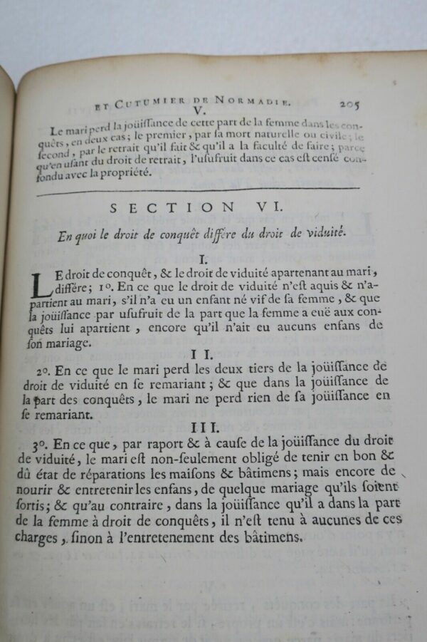 Normandie Principes généraux du droit.. coutumier de la province Normandie 1742 – Image 5