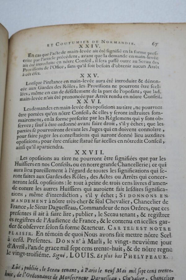 Normandie Principes généraux du droit.. coutumier de la province Normandie 1742 – Image 6