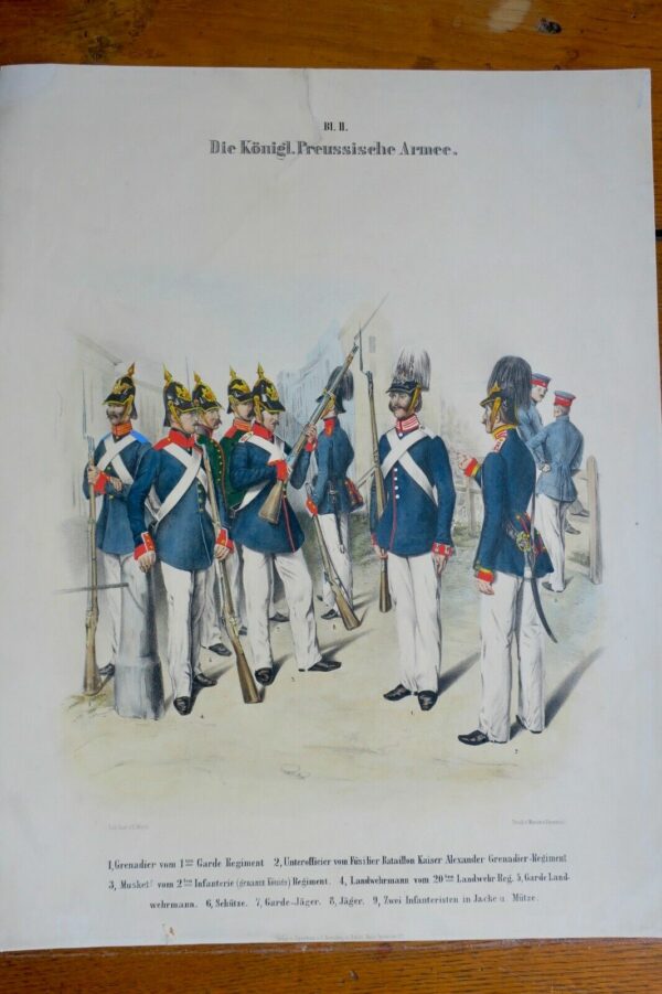 Prusse Die Königl. Preussische Armee 5 x lith. en couleur 30 x 40  cm – Image 5