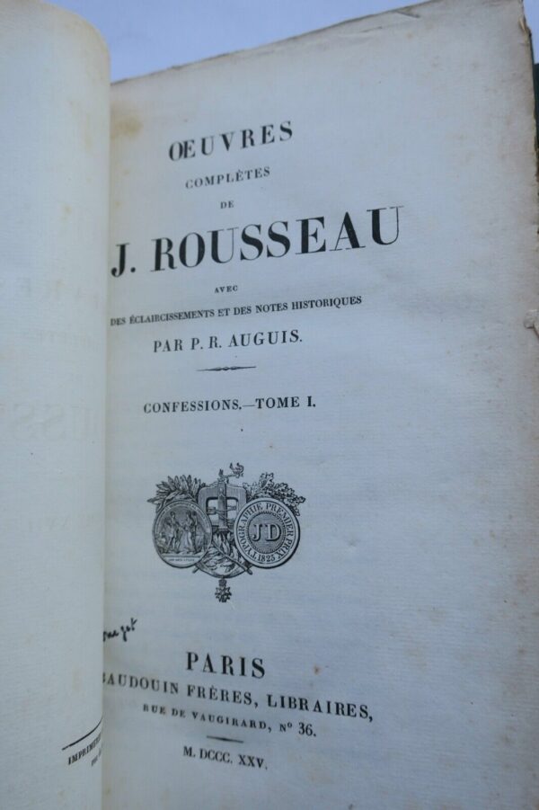 ROUSSEAU OEUVRES COMPLETES DE J.J.ROUSSEAU CONFESSIONS 1826 – Image 5