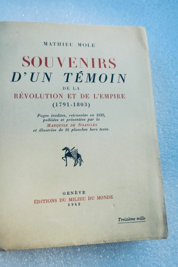 SOUVENIRS D'UN TEMOIN DE LA REVOLUTION ET DE L'EMPIRE 1791 1803 – Image 3