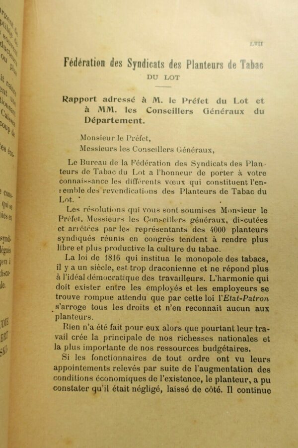 TABAC Compte-Rendu Du Premier Congres National Des Planteurs de Tabac 1908 – Image 5