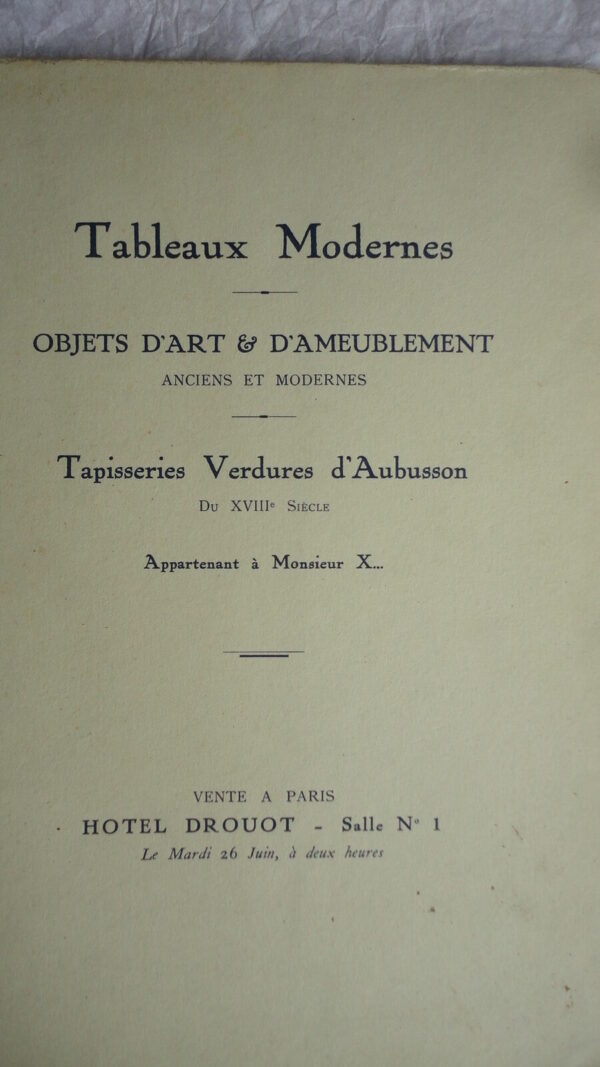 TABLEAUX MODERNES, OBJETS D'ART ET D'AMEUBLEMENT TAPISSERIES VERDURES D'AUBUS... – Image 3