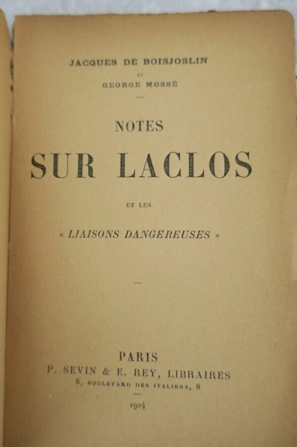 BOISJOSLIN de Notes sur Laclos et les "liaisons dangereuses 1904 – Image 7