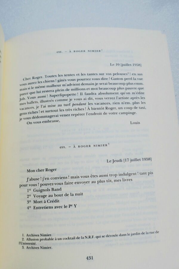 CELINE, LOUIS-FERDINAND LETTRES A LA N.R.F.: 1931-1961) GALLIMARD – Image 3