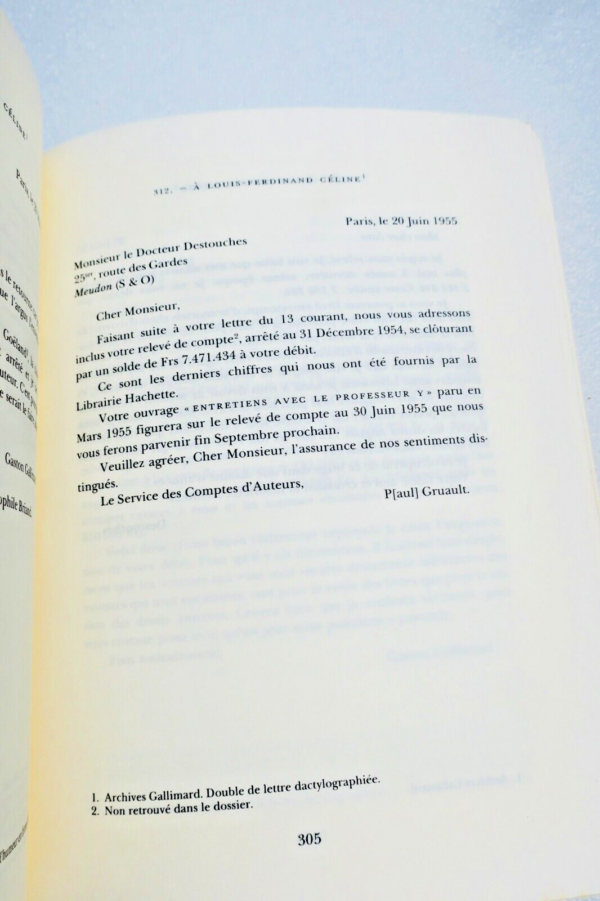 CELINE, LOUIS-FERDINAND LETTRES A LA N.R.F.: 1931-1961) GALLIMARD – Image 4