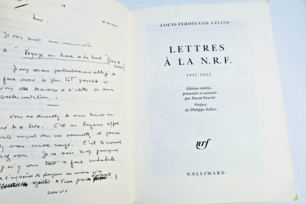 CELINE, LOUIS-FERDINAND LETTRES A LA N.R.F.: 1931-1961) GALLIMARD – Image 9