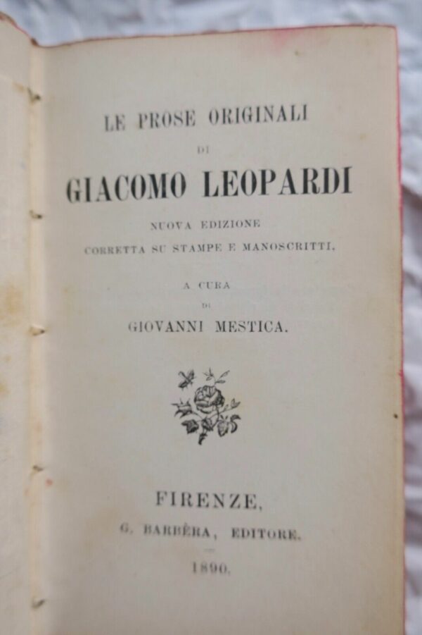 Leopardi, Giacomo. (Mestica, Giovani, editor) Le Poesie & la prose – Image 5