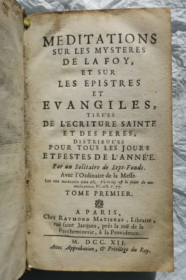 Méditations sur tous les mystères de la foy et sur les epistres.. 1712 – Image 3