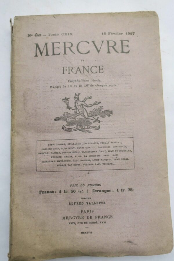 Mercure de France, n°448, 1917 Apollinaire...