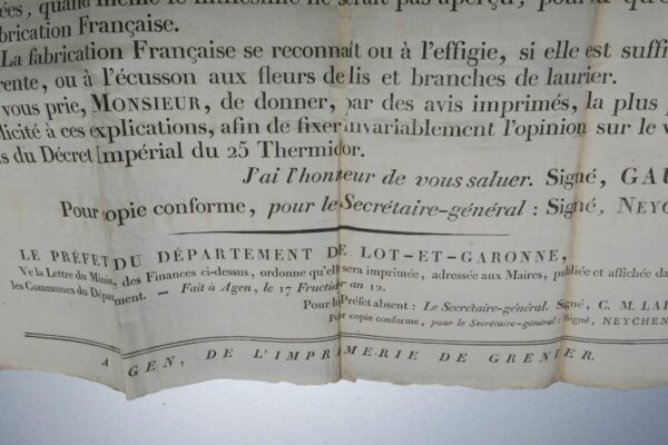 Monnaie ministre des finances Lot et Garonne 1804 – Image 4