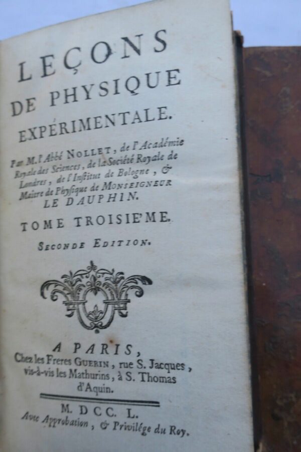 NOLLET, abbé (Jean-Antoine). Leçons de physique expérimentale 1750 – Image 6