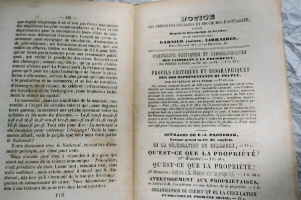 Proudhon, Pierre-Joseph: Résumé de la question sociale, banque d échange 1849 – Image 8