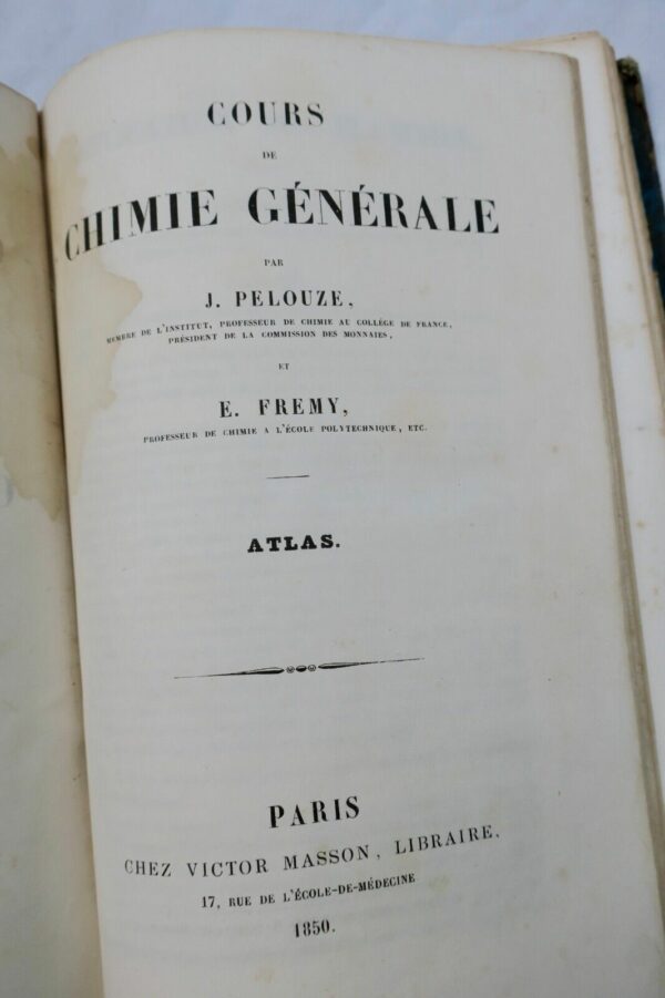 chimie Cours de Chimie générale Atlas 1850 – Image 8