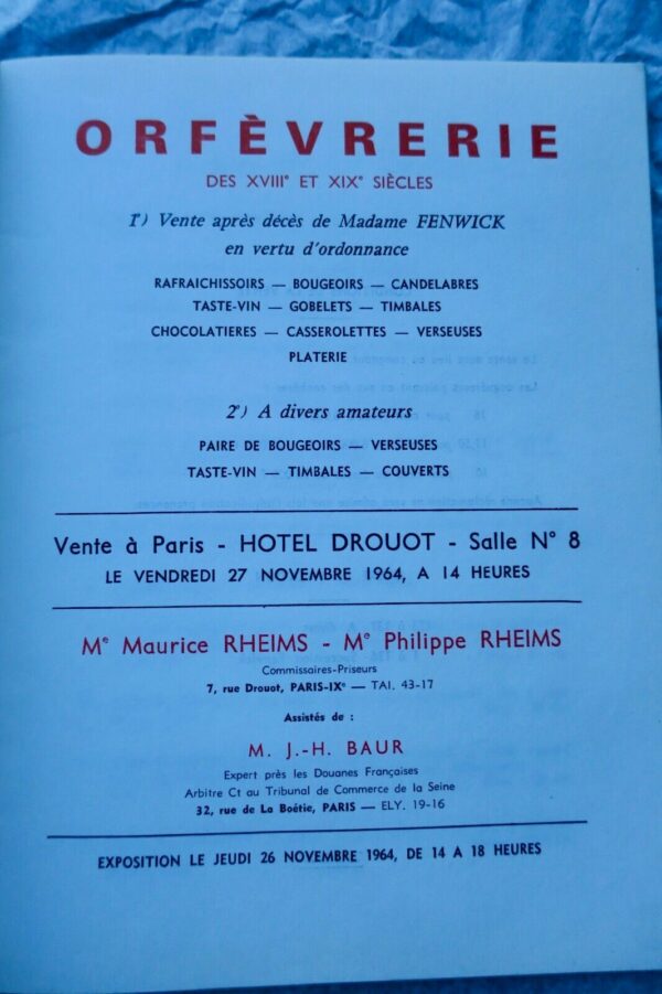 Argenterie succession Fenwick & à divers amateurs 1964 Denise Boas – Image 8