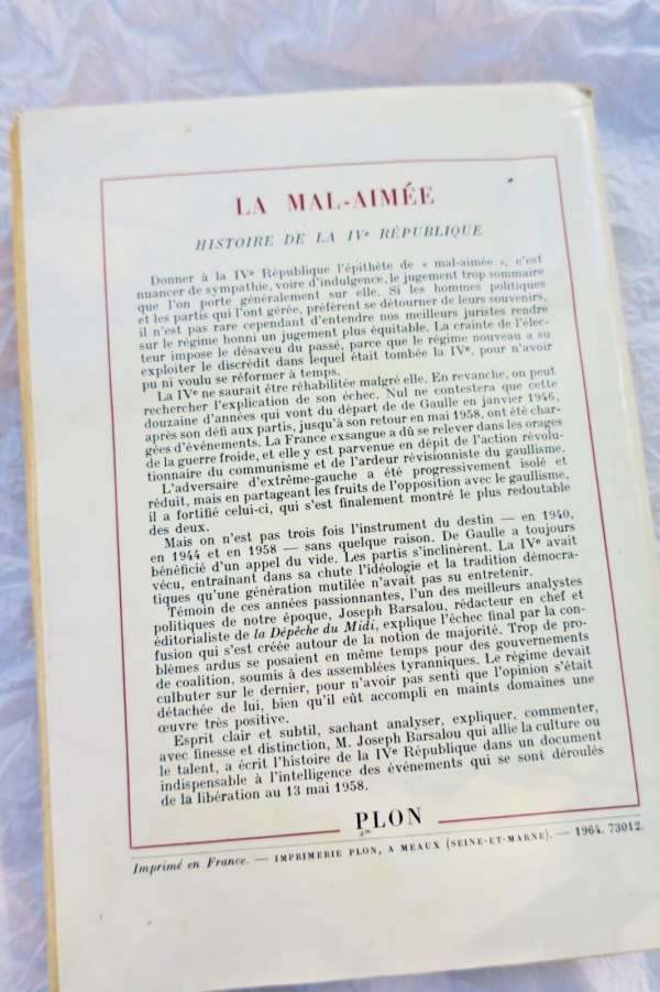 BARSALOU Joseph LA MAL-AIMEE- HISTOIRE DE LA IVème REPUBLIQUE – Image 6