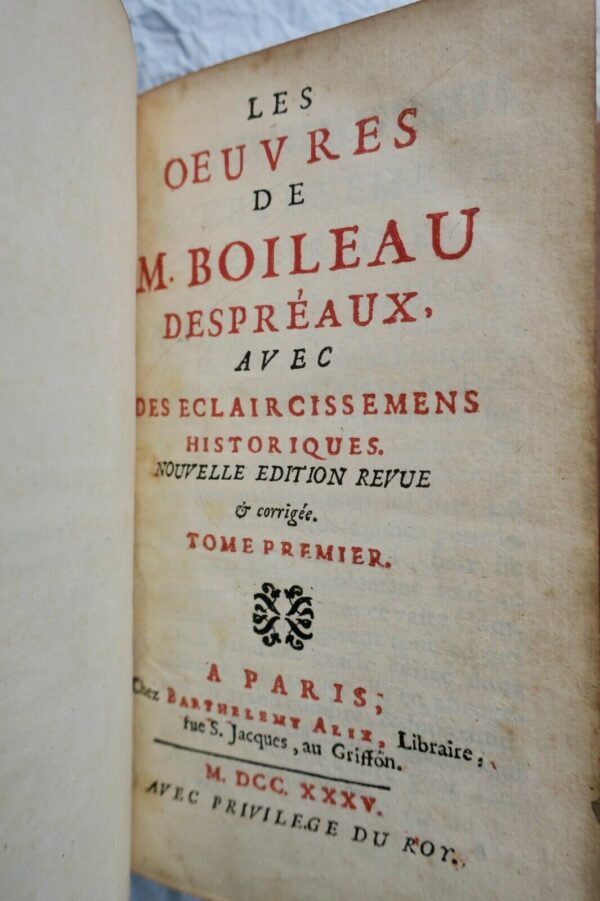 BOILEAU NICOLAS  OEUVRES DE M. BOILEAU 1735 – Image 5