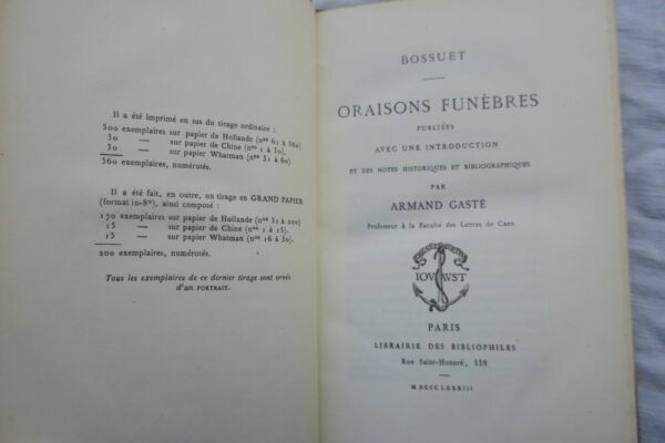 BOSSUET, Oraisons funèbres 1883 – Image 3