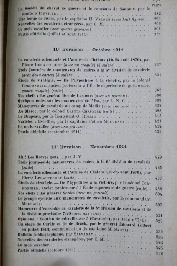 CAVALERIE Revue  – Vingt-septième année – Tome II : juillet à décembre 1911 – Image 9