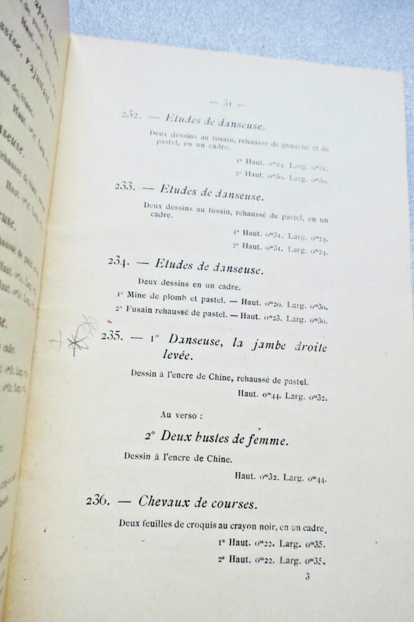 Degas, Edgar Catalogue des tableaux, pastels et dessins par Edgar Degas 1918 – Image 5