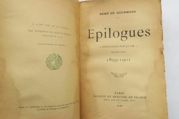 Gourmont, Rémy de  Epilogues : reflexions sur la vie EO 1904 – Image 4