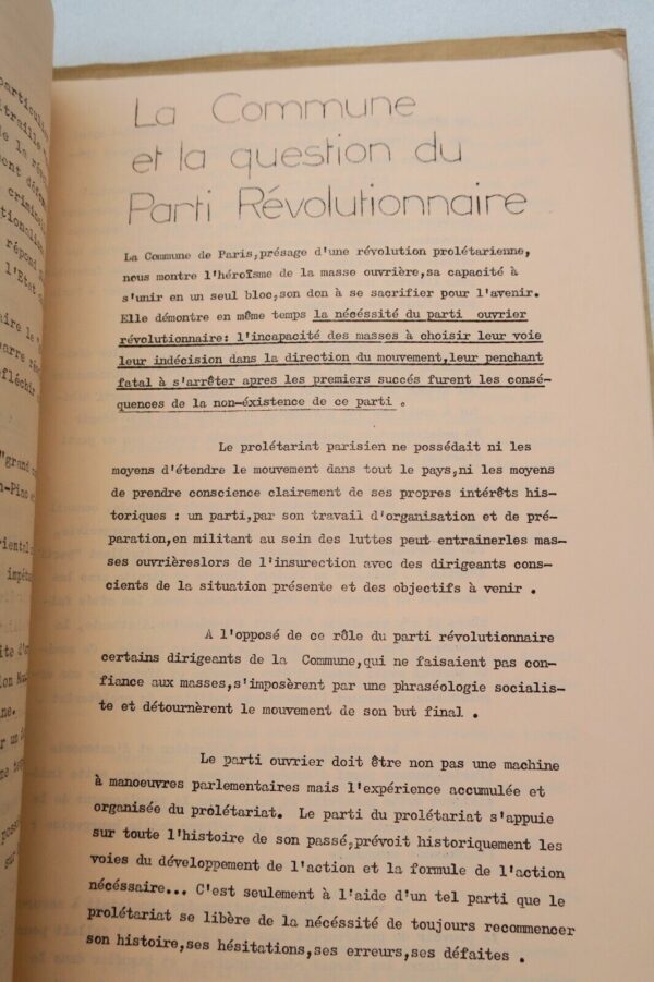 Jeune garde n°1 1971 comité rouge et de la ligue communiste cent ans  LA COMMUNE – Image 9