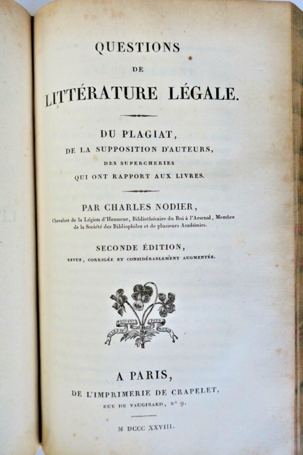 NODIER Mélanges tirés d'une petite bibliothèque ou variétés EO 1829 – Image 3