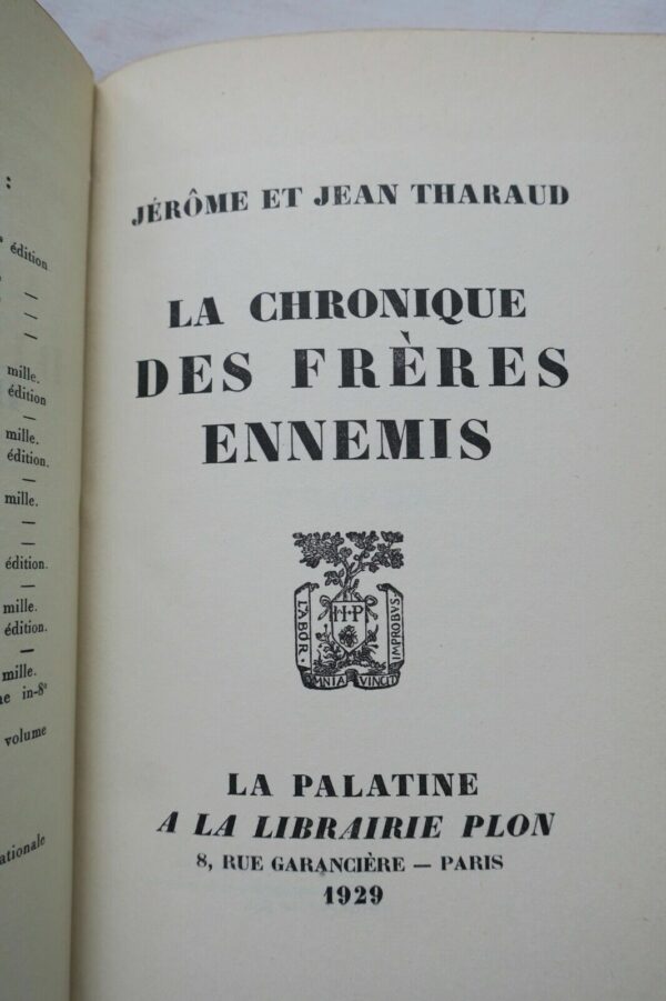 THARAUD  LA CHRONIQUE DES FRERES ENNEMIS 1929 – Image 7