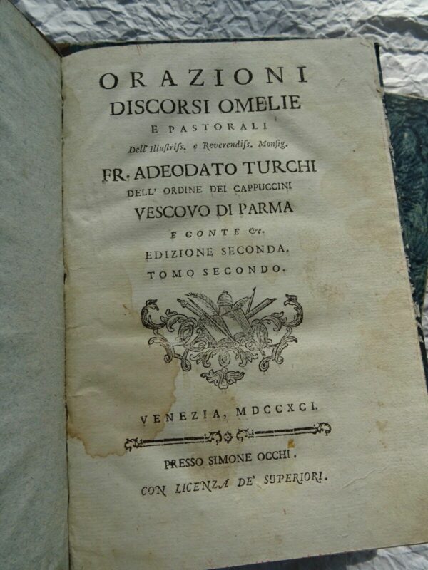 TURCHI F.ADEODATO. Orazioni, discorsi, omelie e pastorali...1791 – Image 4