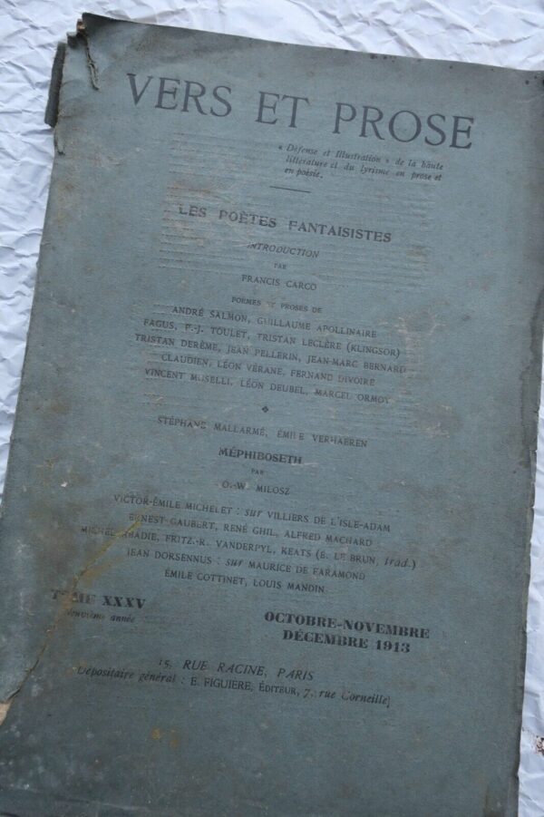 Vers et Prose 1913, octobre, novembre, décembre