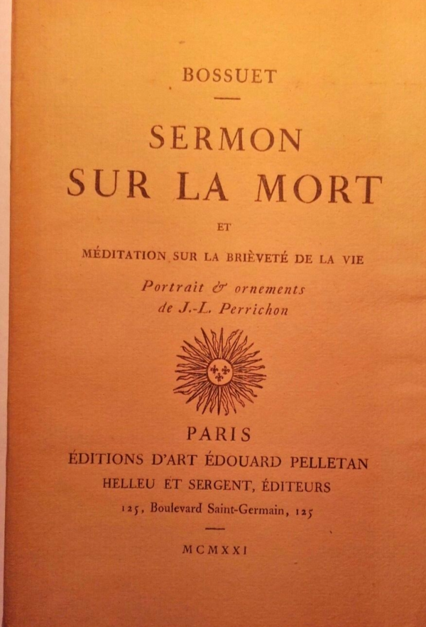 BOSSUET  Sermons sur la mort et méditaions 1921 – Image 3