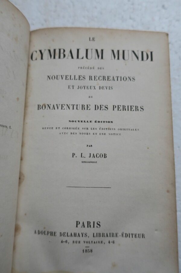 Bonaventure des Periers Jacob [Paul Lacroix] Le Cymbalum mundi 1858 – Image 8