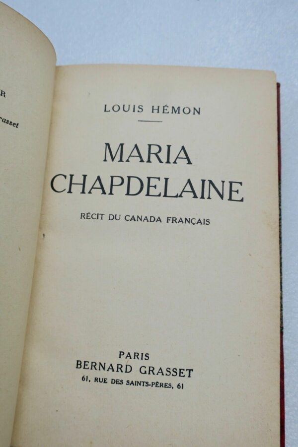 Hemon Louis. MARIA CHAPDELAINE. GRASSET – Image 4