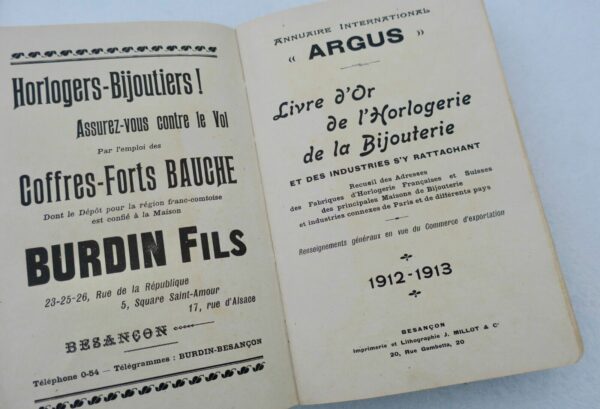 Horlogerie Annuaire "Argus". Livre d'or de l'horlogerie,de la bijouterie 1912-13 – Image 14