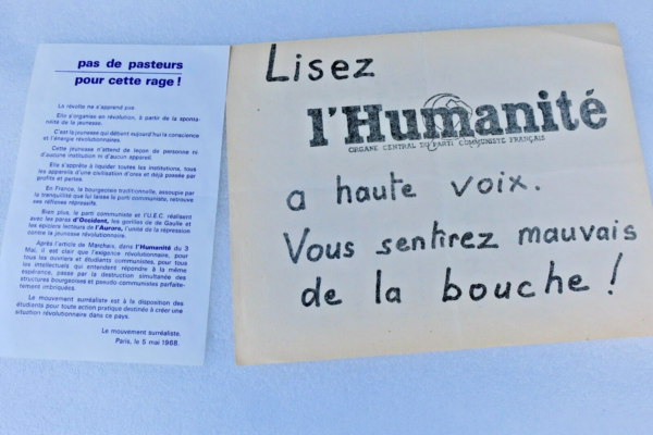 Lisez à haute voix l'humanité vous sentez mauvais de la bouche Humanité 1968