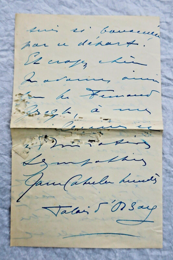 Mrs. Catulle-Mendes Autographed Handwritten Letters – Image 13