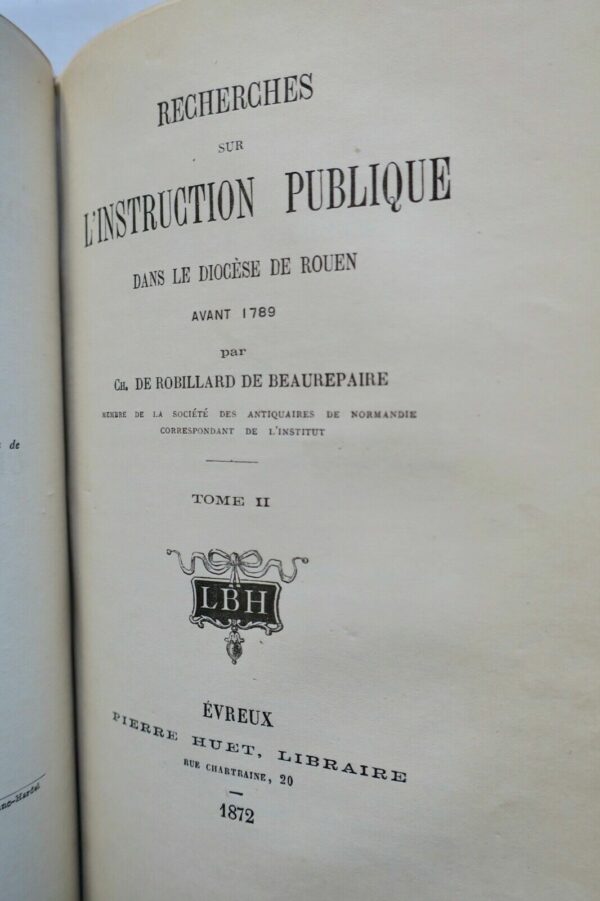 Recherches sur l'Instruction publique dans le diocèse de Rouen avant 1789 – Image 3