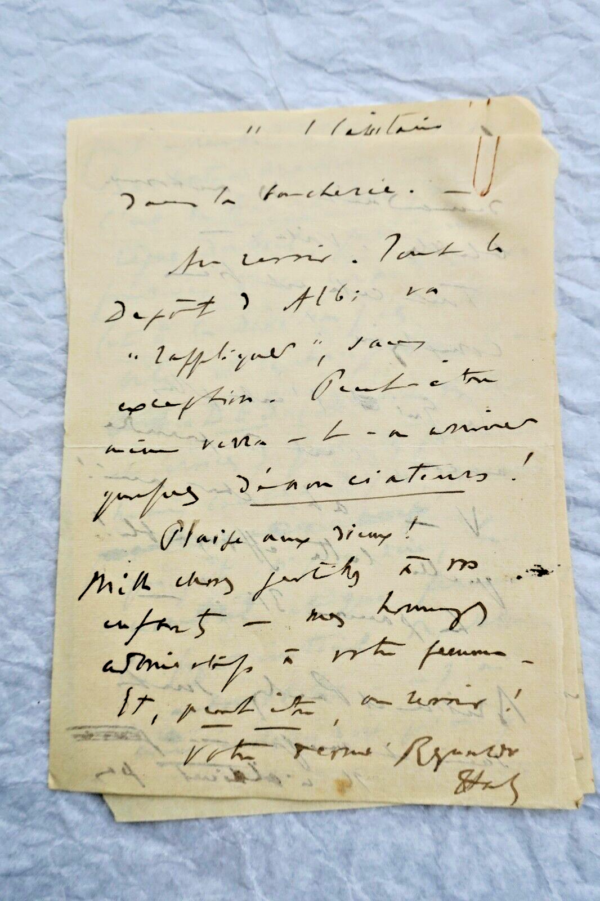 Renaldo Hahn (Proust) Brief Autogramm Handschriftlich & Unterzeichnet Krieg – Image 6