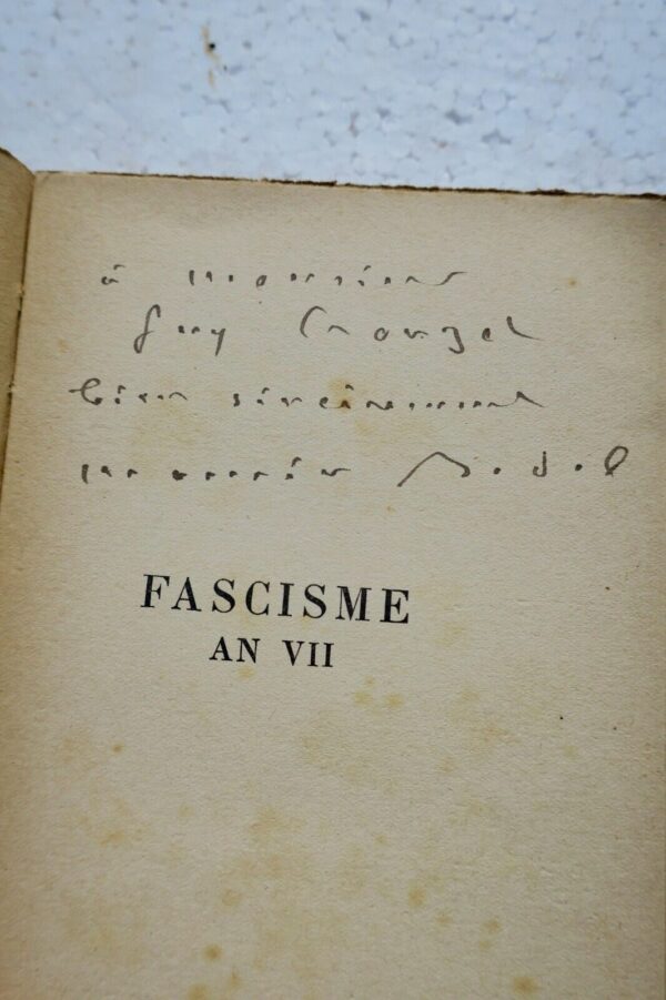 BEDEL (M.) Fascisme an VII S.P. + dédicace – Image 3