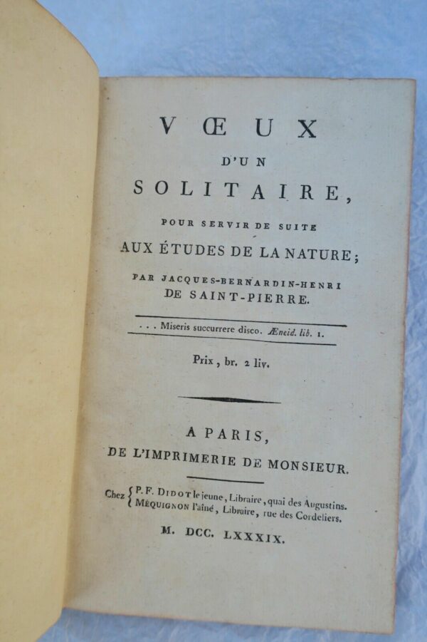 Bernardin de SAINT PIERRE Voeux d'un solitaire EO 1789 – Image 4