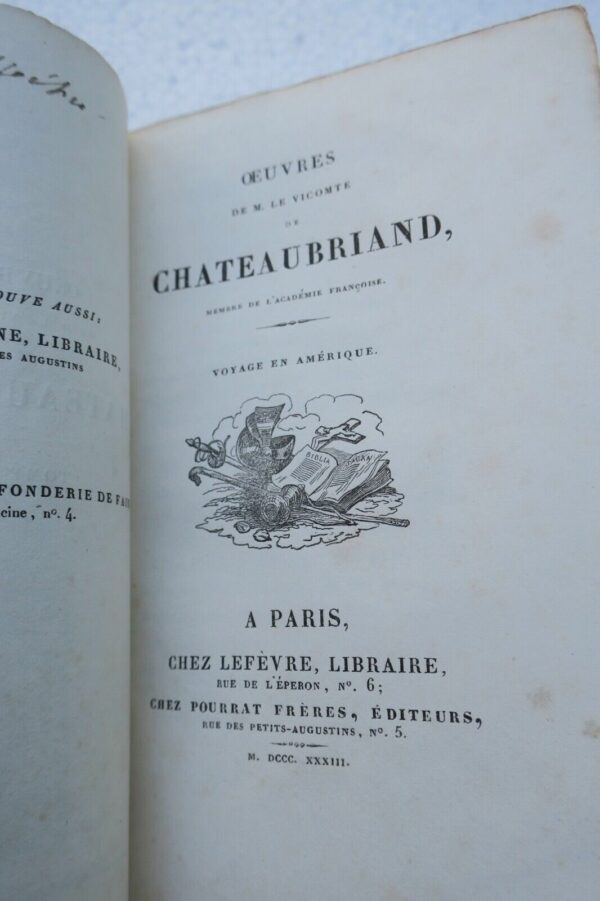 CHATEAUBRIAND (Le Vicomte de) Voyage en Amérique 1833 – Image 8