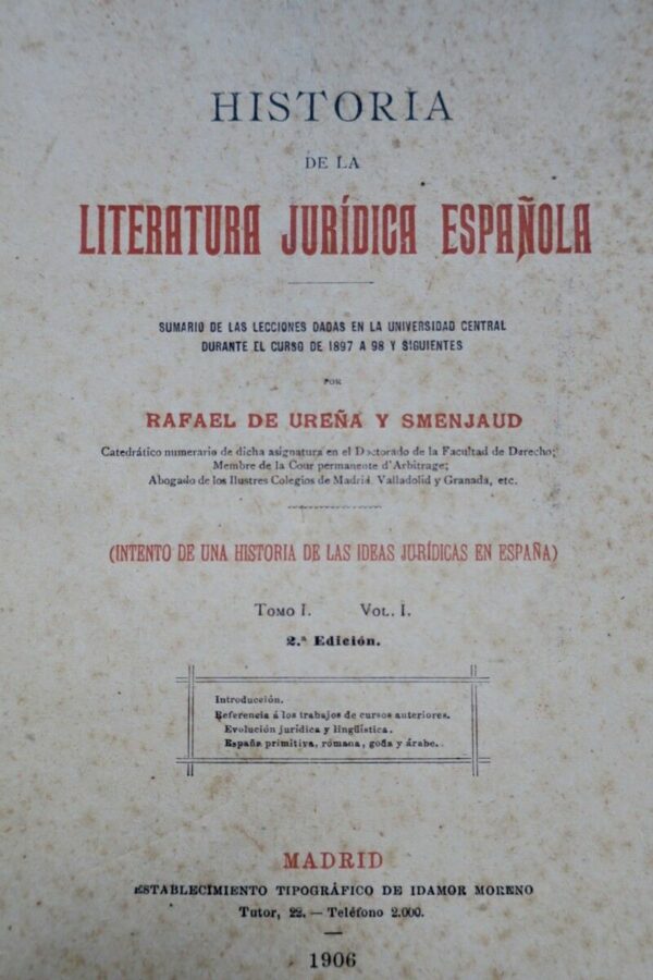 Historia de la literatura jurídica española 1906