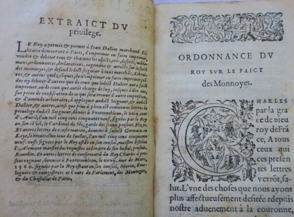 Or & argent Ordonnances du Roy contenant le pois & pris des especes d'or & 1561 – Image 10