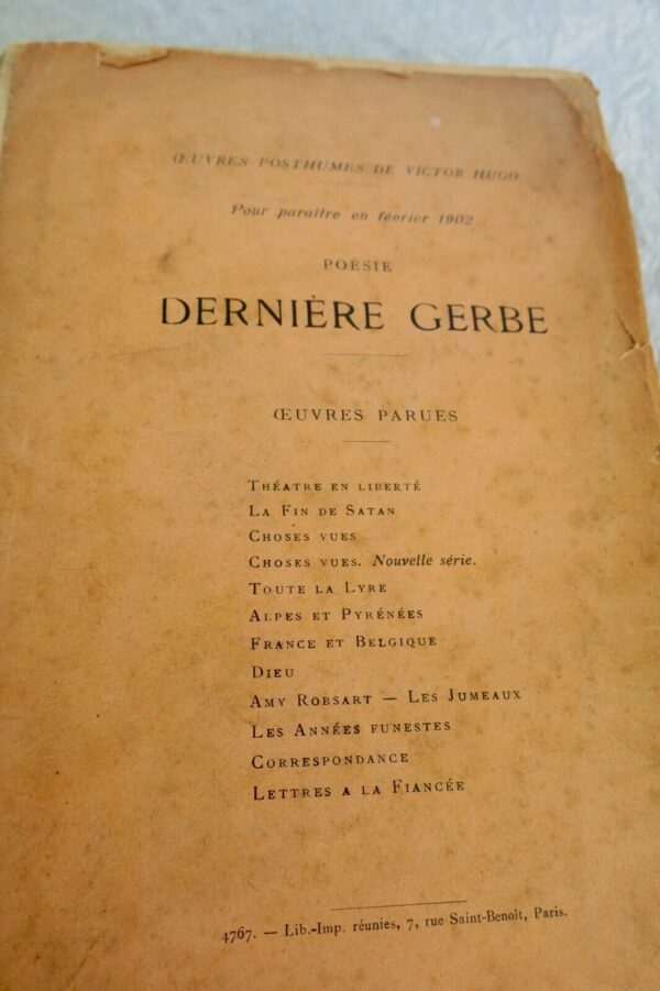 Victor HUGO. POST-SCRIPTUM DE MA VIE. Oeuvres posthumes de Victor Hugo 1901 – Image 11